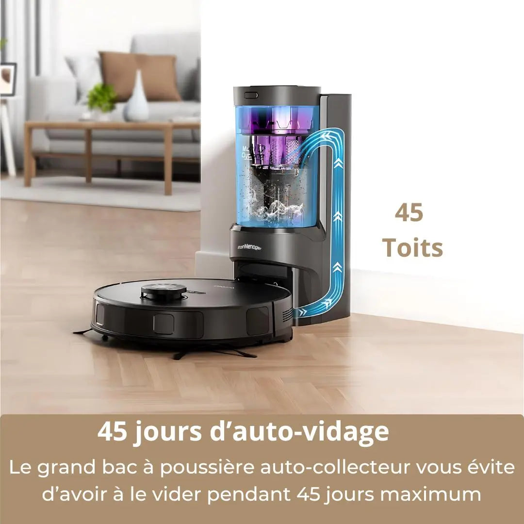 Zonmenager - E10s Robot Aspirateur Laveur avec Station Écologique - ZonMénager